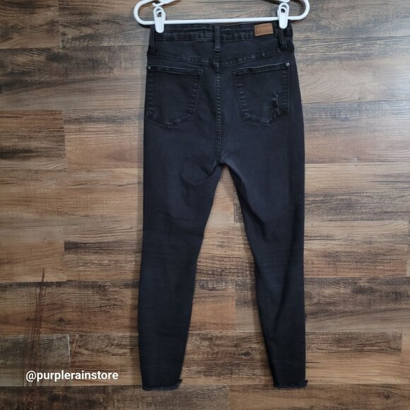 Judy Blue Jeans 28 Skinny Mid Rise Raw Hem Black Wash Stretch Denim JB88268 - Picture 2 of 13